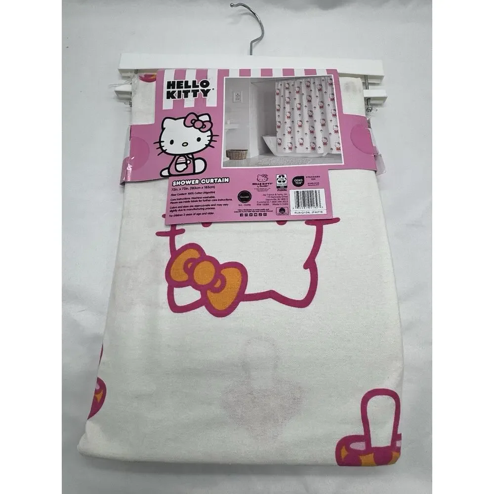 Hello Kitty By Sanrio Shower Kitten 72” X 72” NWT white Pink Kids Bathroom Teens